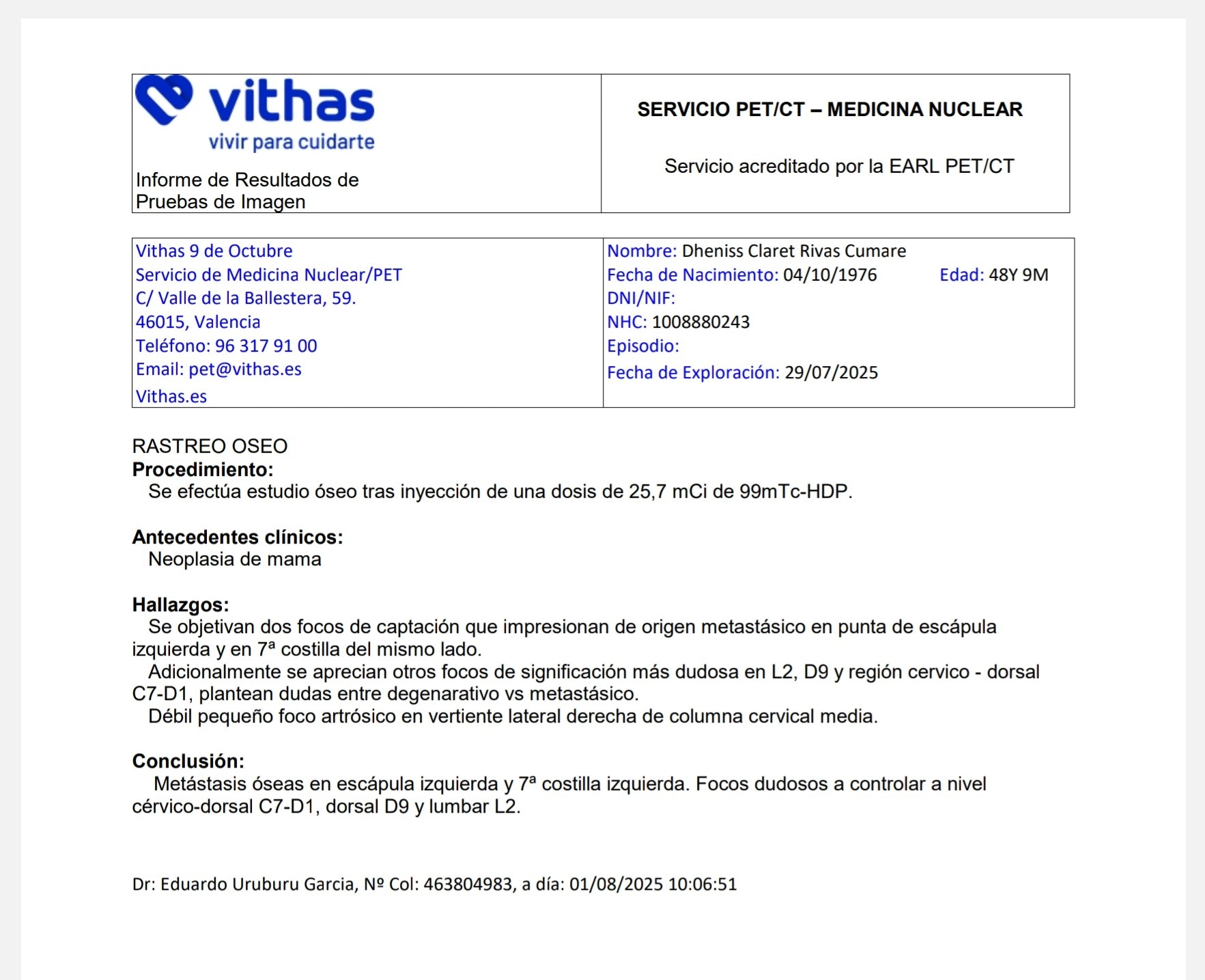 Neoplasia de mama con metástasis osea campaign photo, 5 of 6
