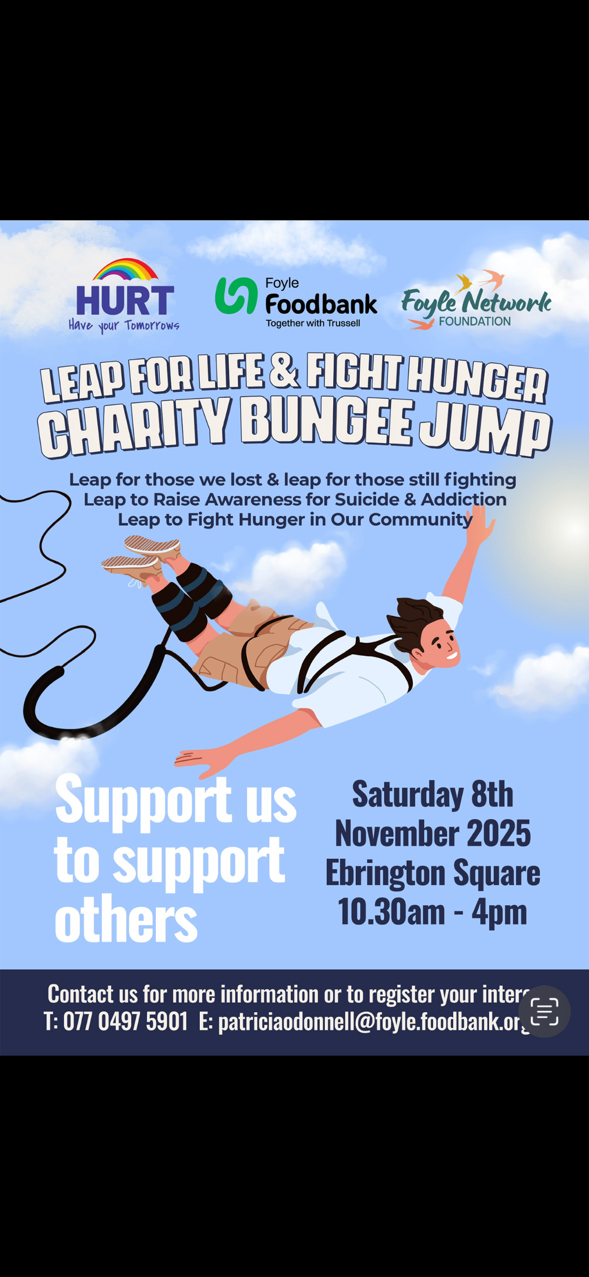Foyle food bank charity bungee jump campaign photo, 2 of 4