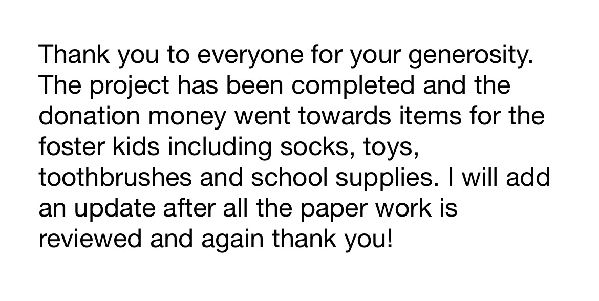 Care-Packages for Foster Kids (Eagle Project) campaign photo, 2 of 3
