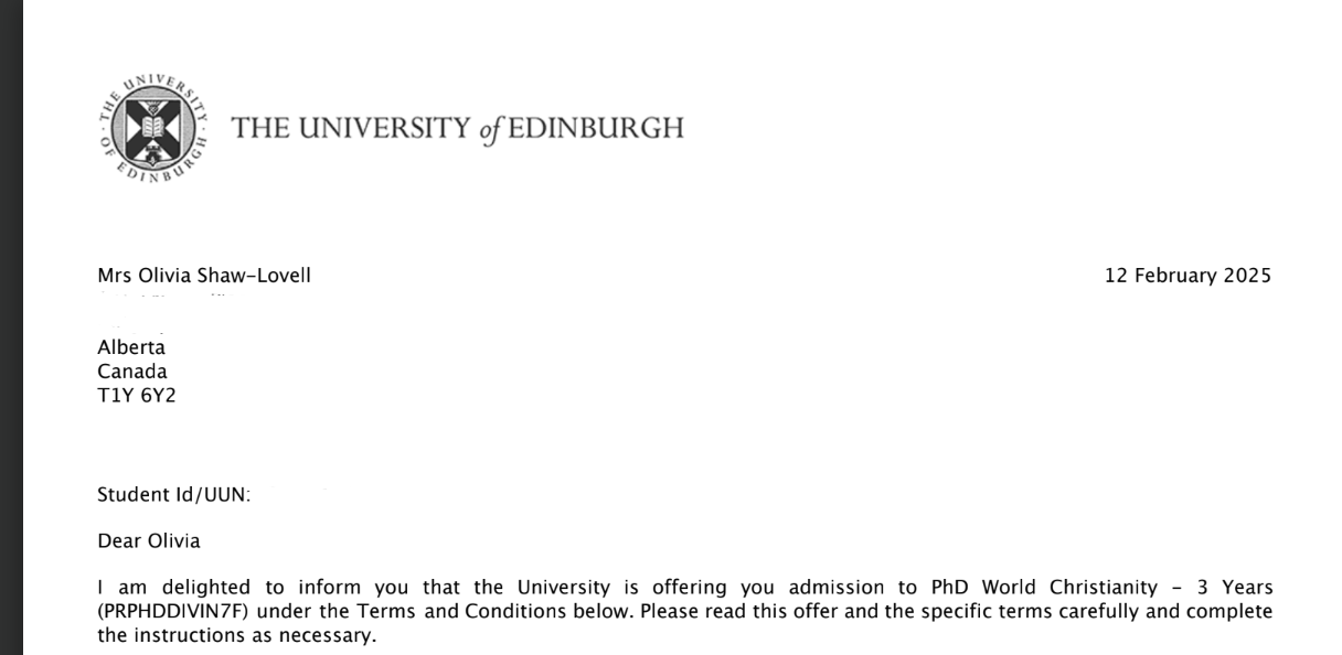 Olivia Begin Her PhD Journey at University of Edinburgh campaign photo, 4 of 8