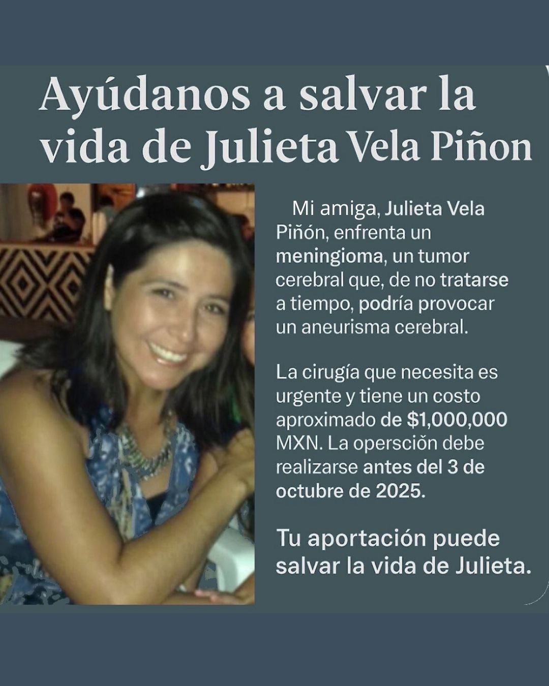 Foto de la recaudación de fondos Ayuda para la operación tumor cerebral de Julieta Vela, 5 de 6