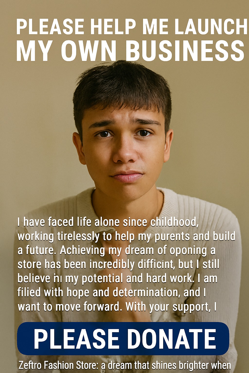 “A dream born from struggle—help me build it.” campaign photo, 2 of 5
