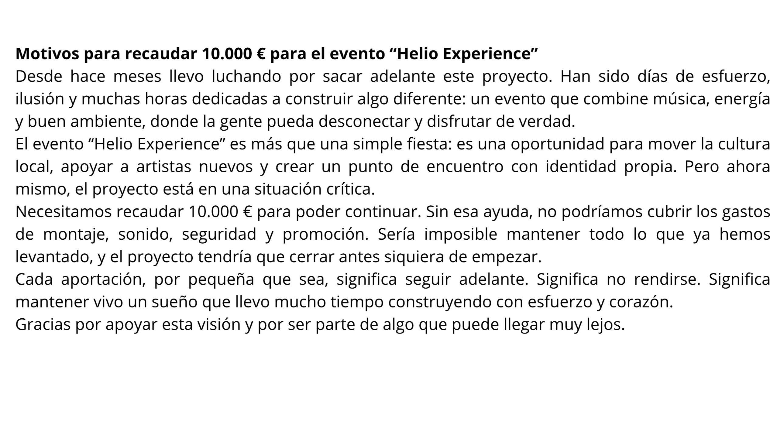 Salvemos Helio: un sueño que no puede apagarse photo