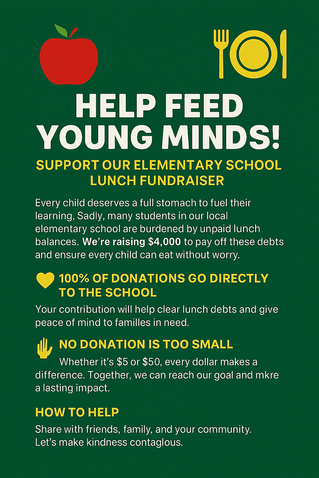 Support Elementary Students: Clear Lunch Balances campaign photo, 2 of 3