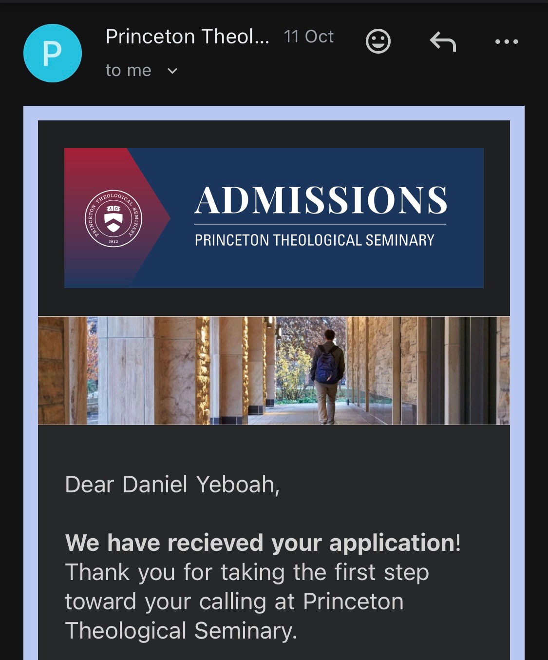 Foto de la campaña Educational Support-Admission To Princeton Theological Semin, 2 de 5