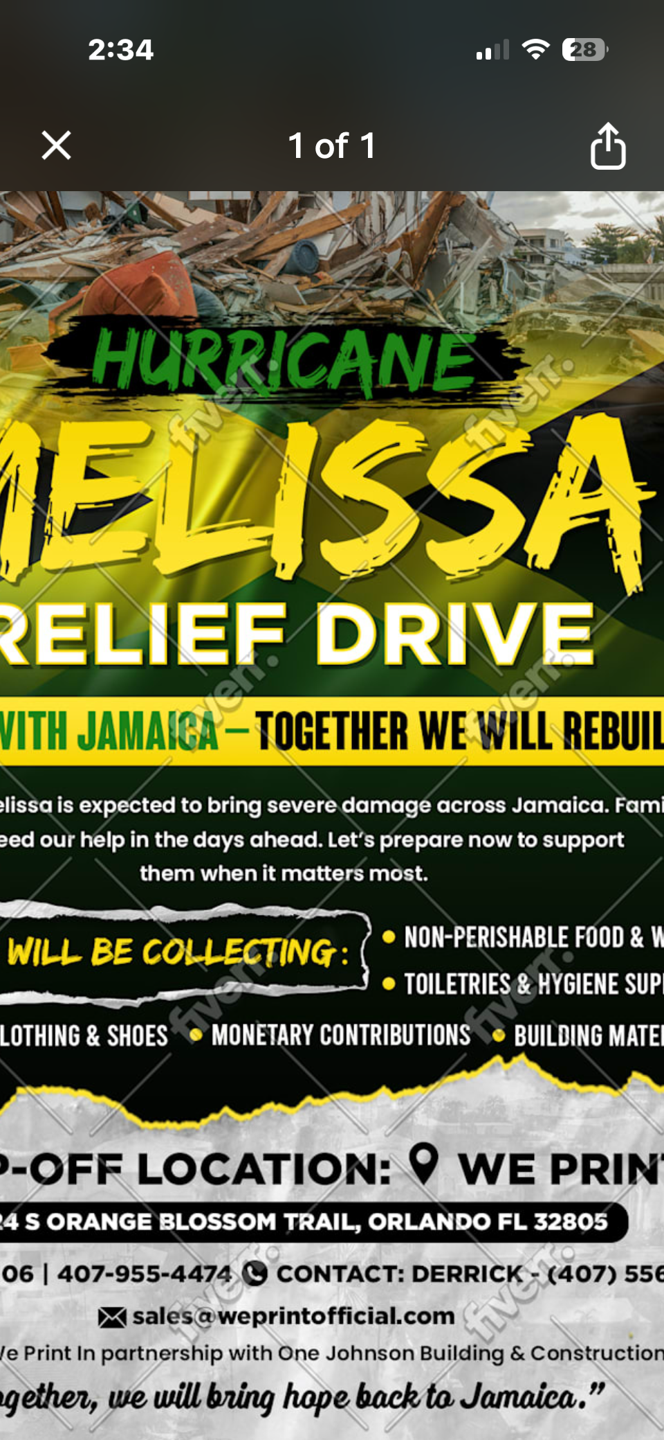 We Print’s Real Relief Mission for Jamaica Melissa Victims campaign photo, 4 of 6