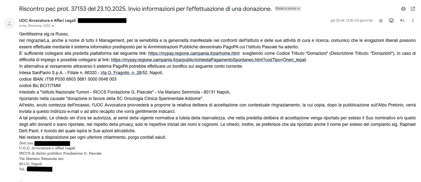 In memoria di Raphael: un sostegno al "Pascale" campaign photo, 2 of 3