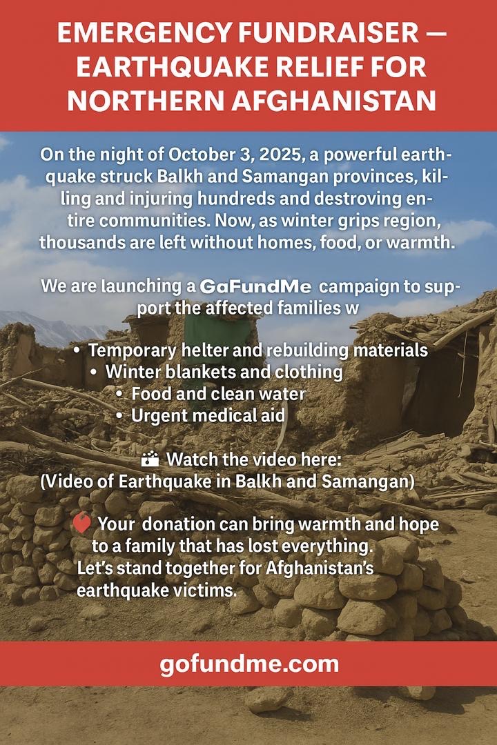 Support Earthquake victims in Northern Part of Afghanistan campaign photo, 7 of 8