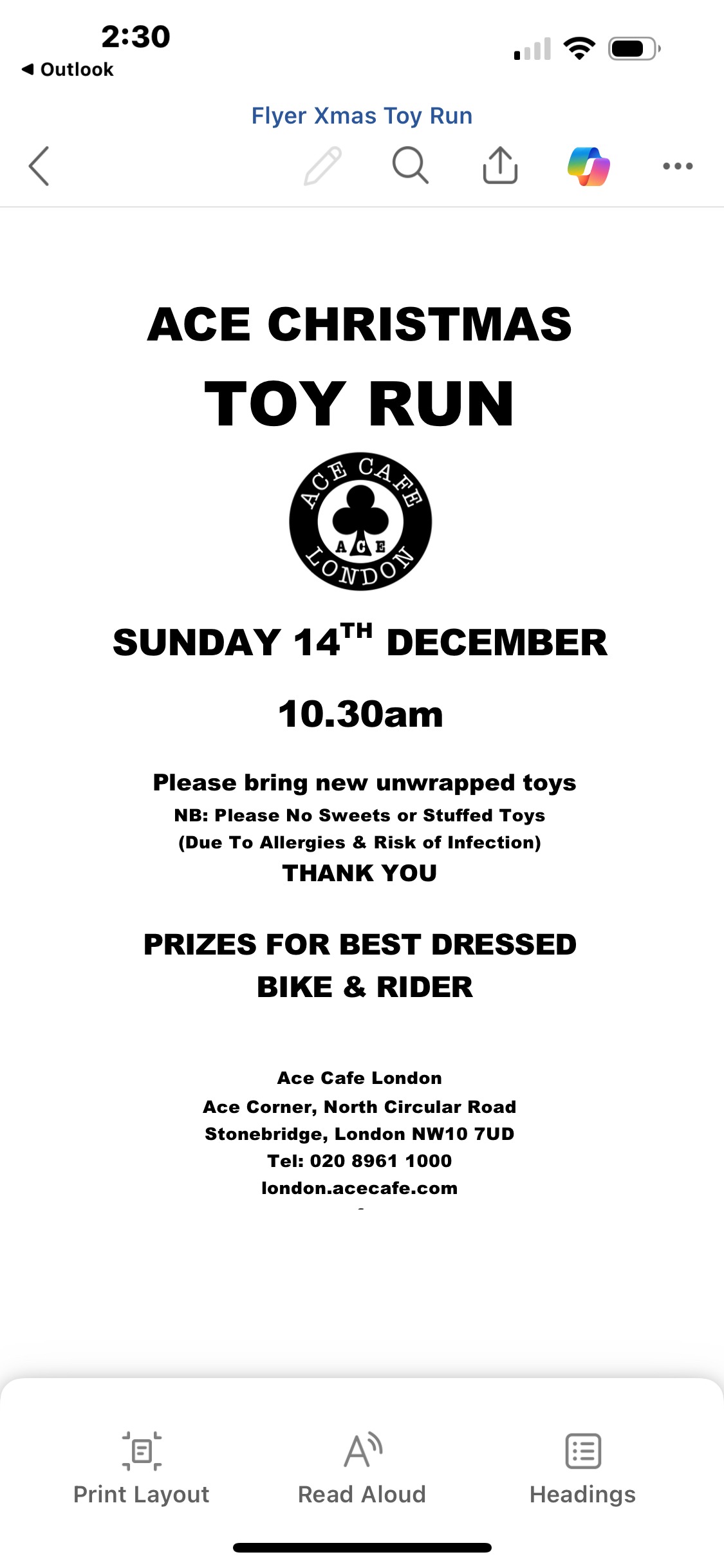 ACE CAFE CHRISTMAS TOY RUN 2025 campaign photo, 6 of 8