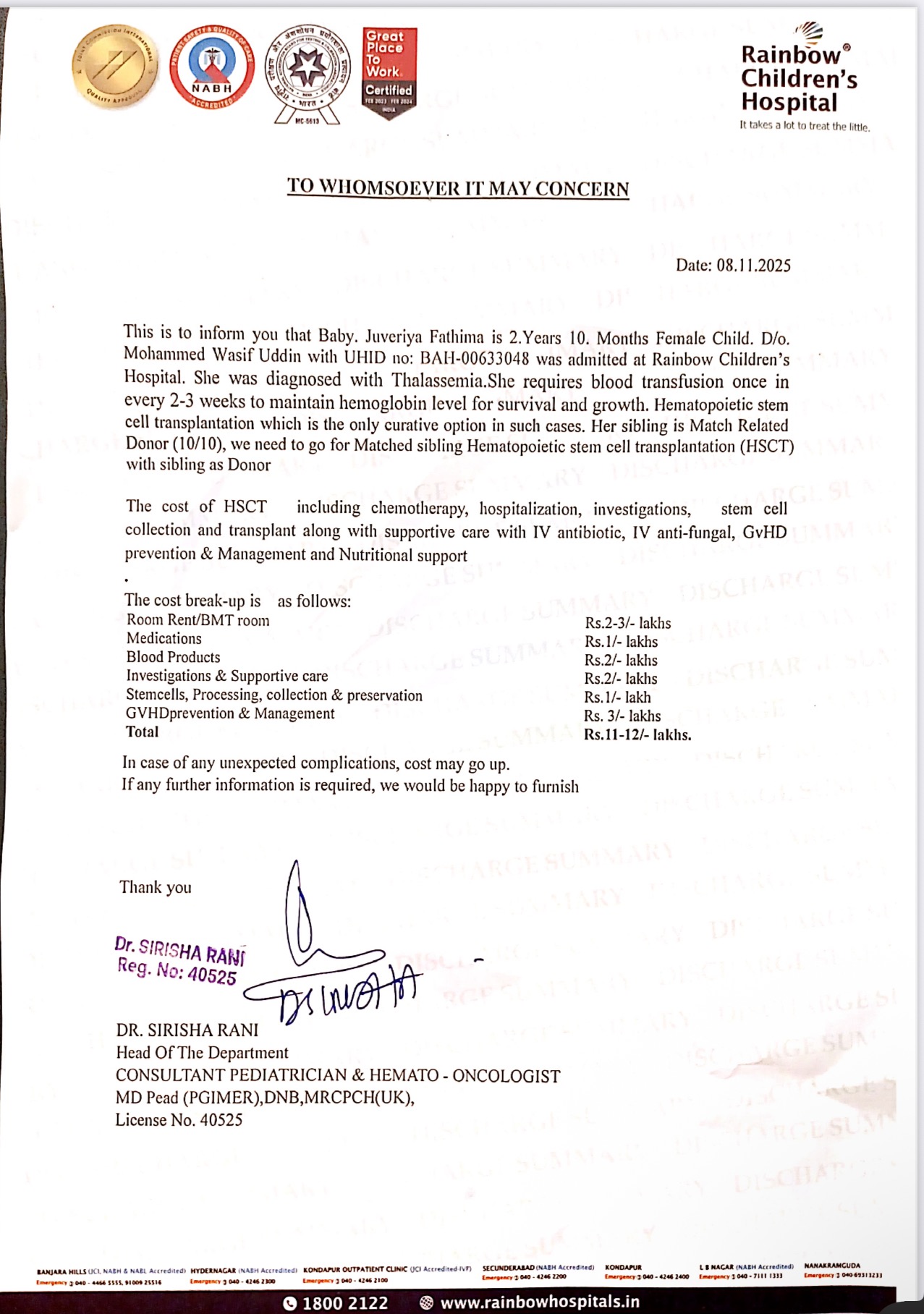 Help Juveriya  Get Life Saving Treatment Of Thalassemia campaign photo, 6 of 8