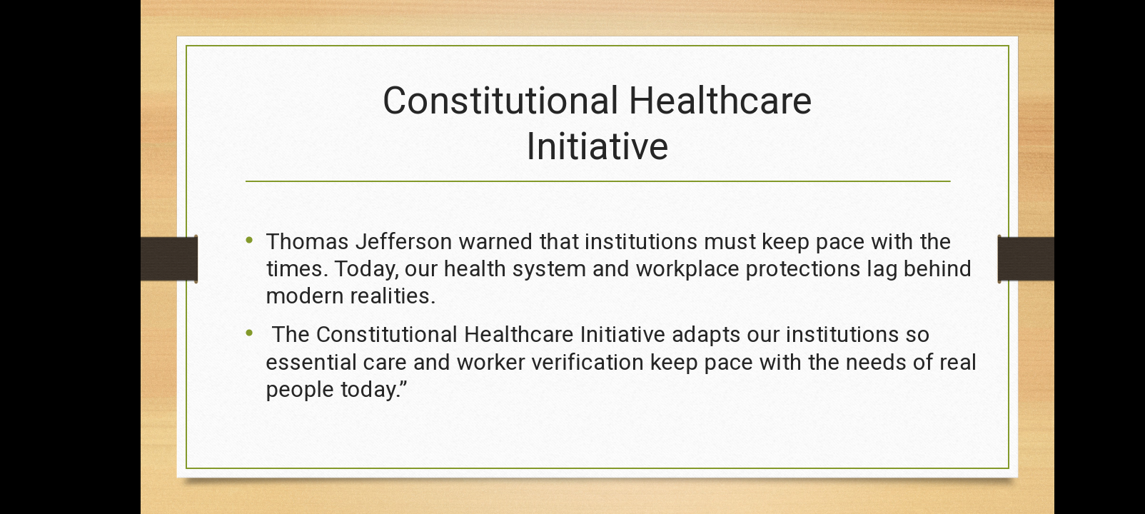 CONSTITUTIONAL HEALTHCARE INITIATIVE campaign photo, 4 of 7