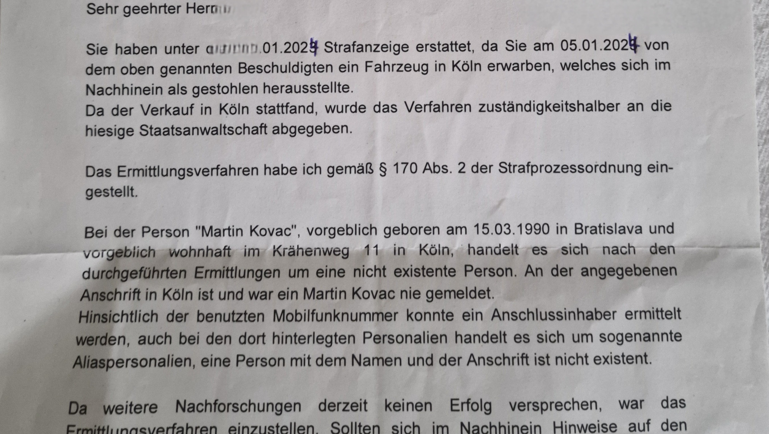 Opfer beim Autokauf ( Auto war gestohlen) photo