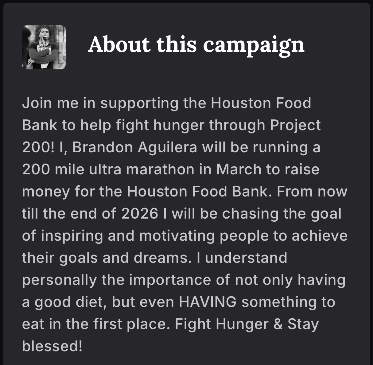 Help Film Brandon's 200-Mile Run for Charity campaign photo, 4 of 5