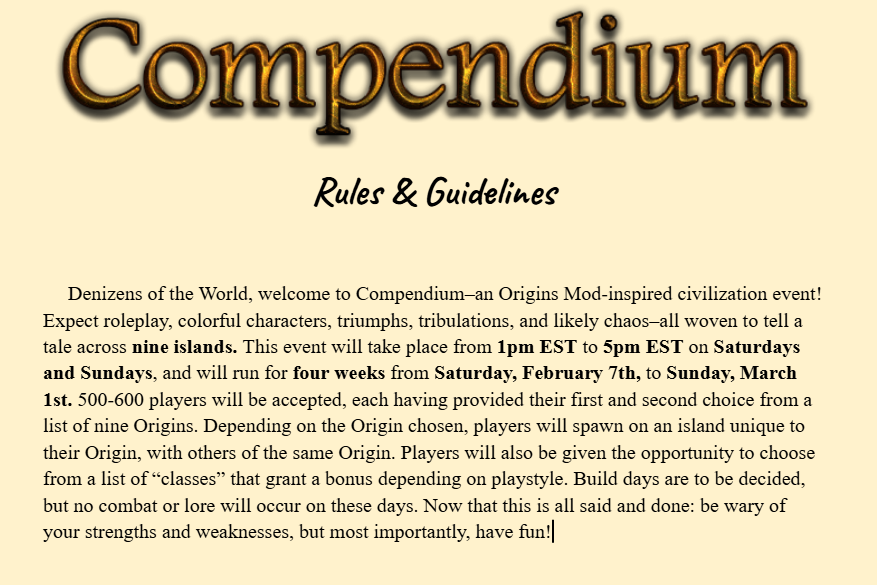 Join the Compendium: Help Fund Our Server! campaign photo, 5 of 6