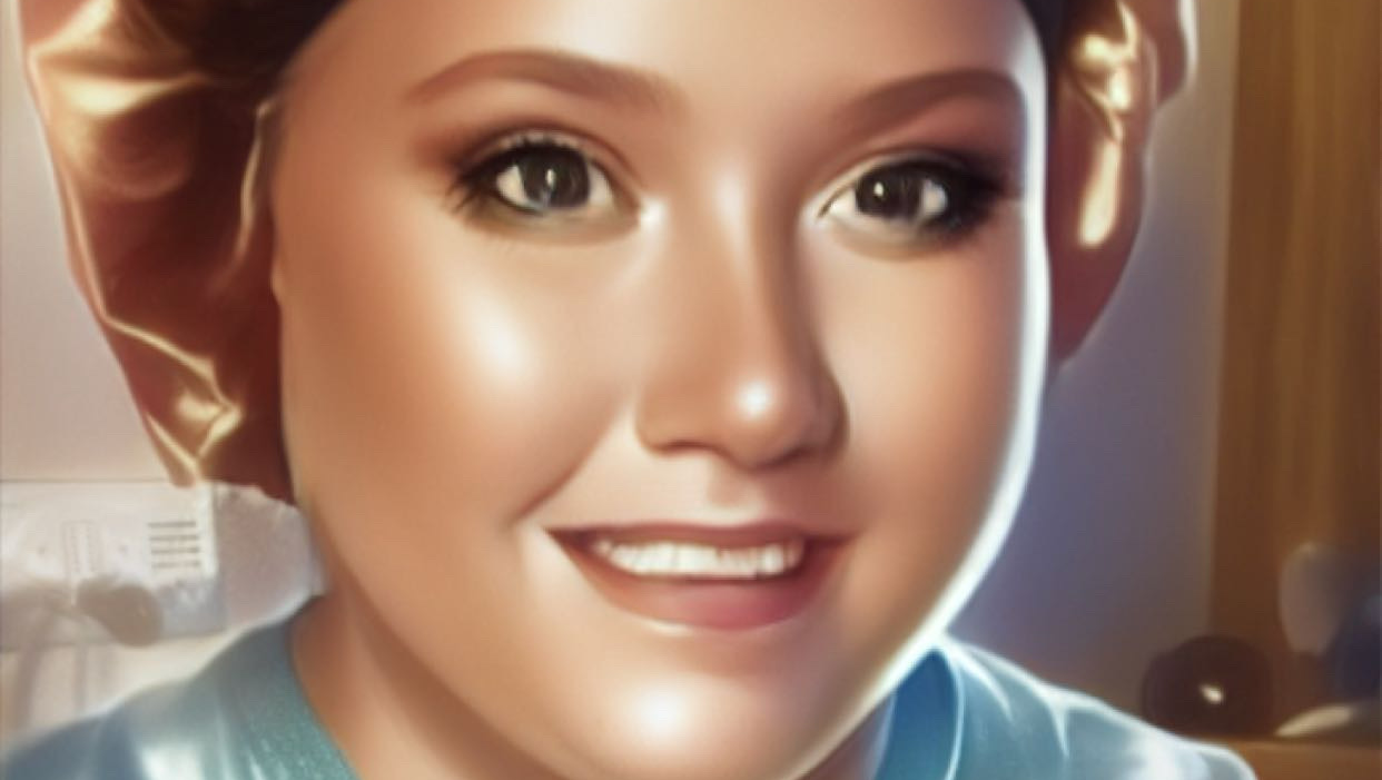 Kim Hirchert with brain cancer photo