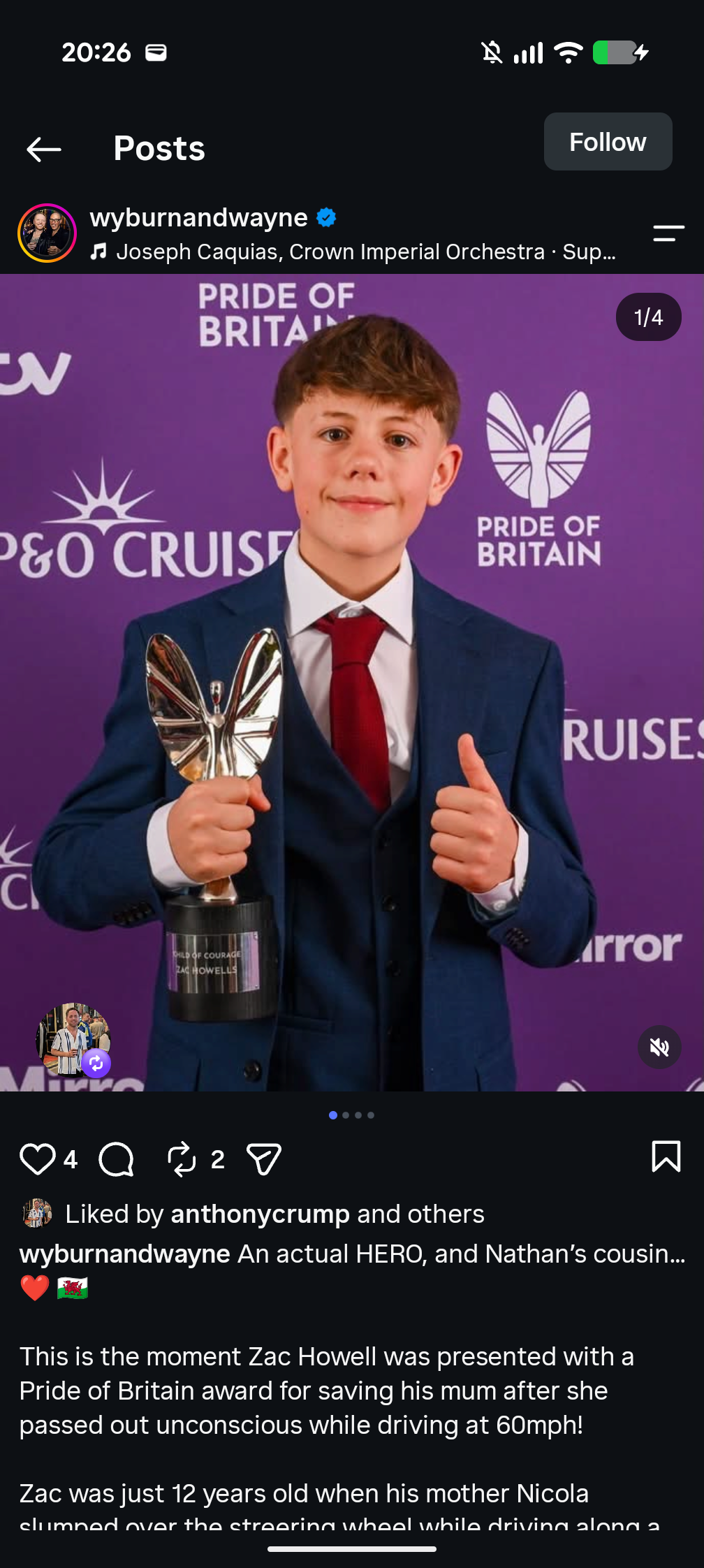 Zac Howells Future Fund – Pride of Britain Hero campaign photo, 2 of 8