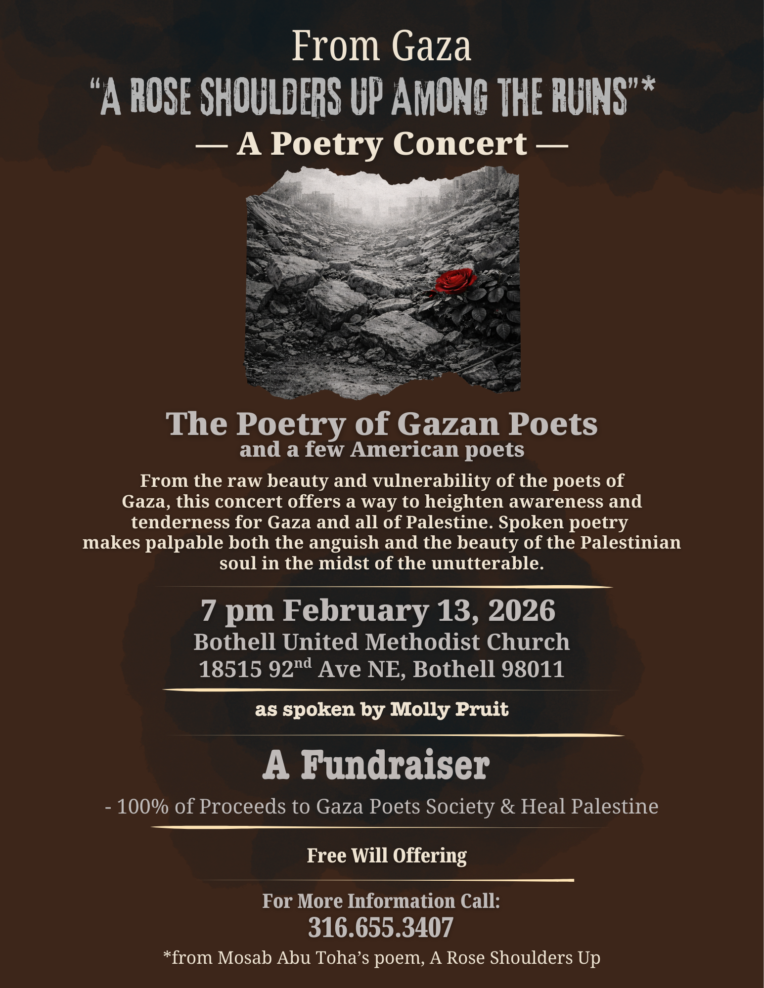 Poetry for Gaza: Molly Pruit’s Concert campaign photo, 2 of 4