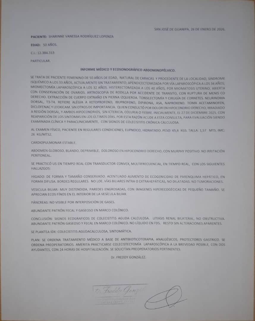Ayuda Urgente para Colecistectomía Laparoscópica de Sharinne campaign photo, 5 of 6