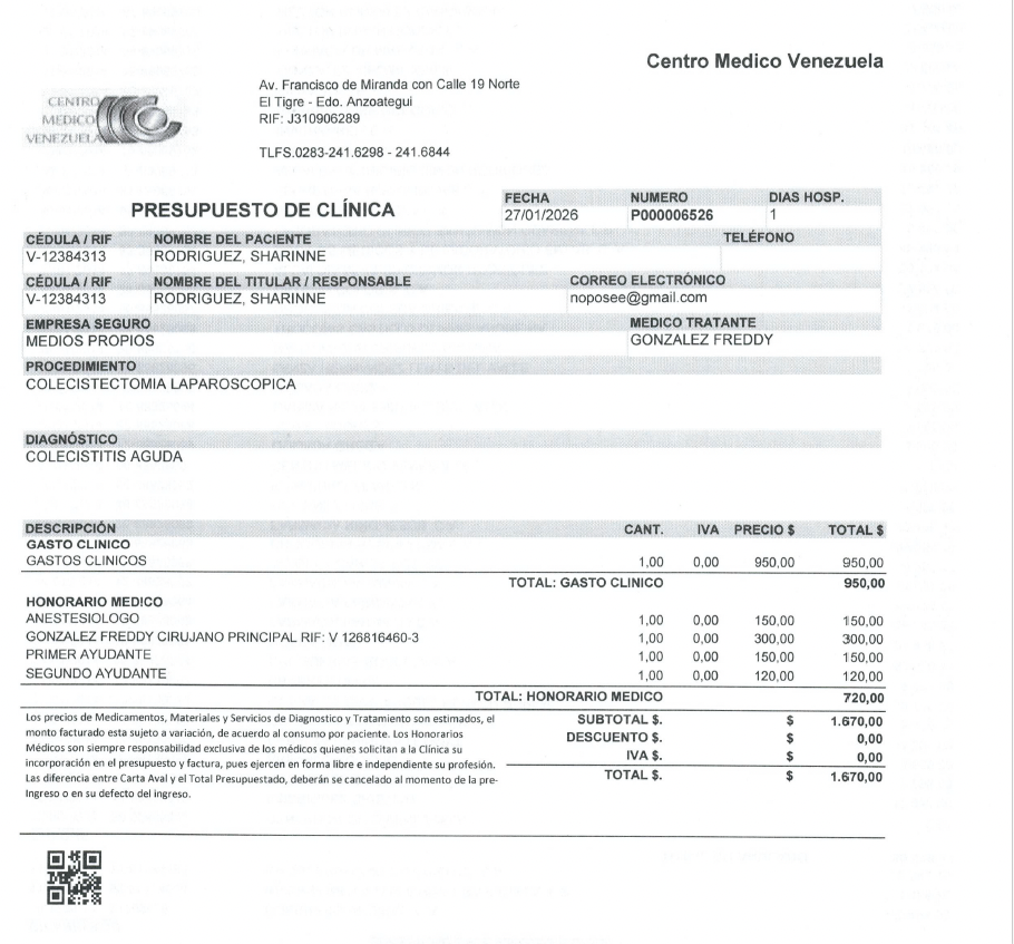 Ayuda Urgente para Colecistectomía Laparoscópica de Sharinne campaign photo, 2 of 6