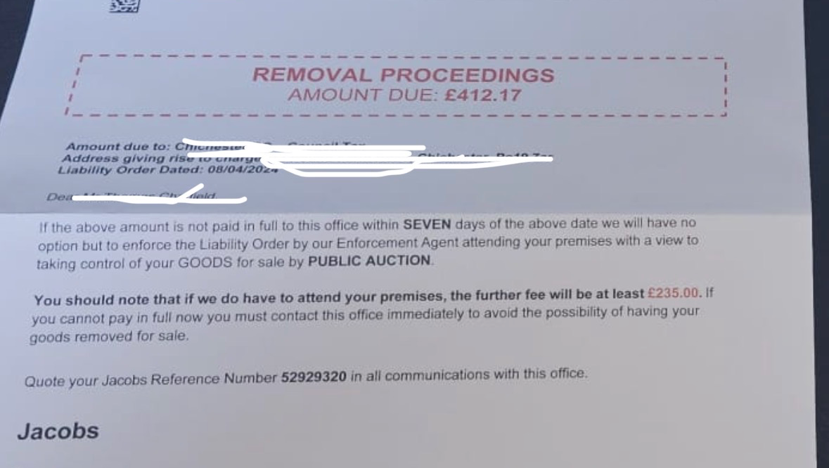 Council tax debt water debt & monthly bills photo