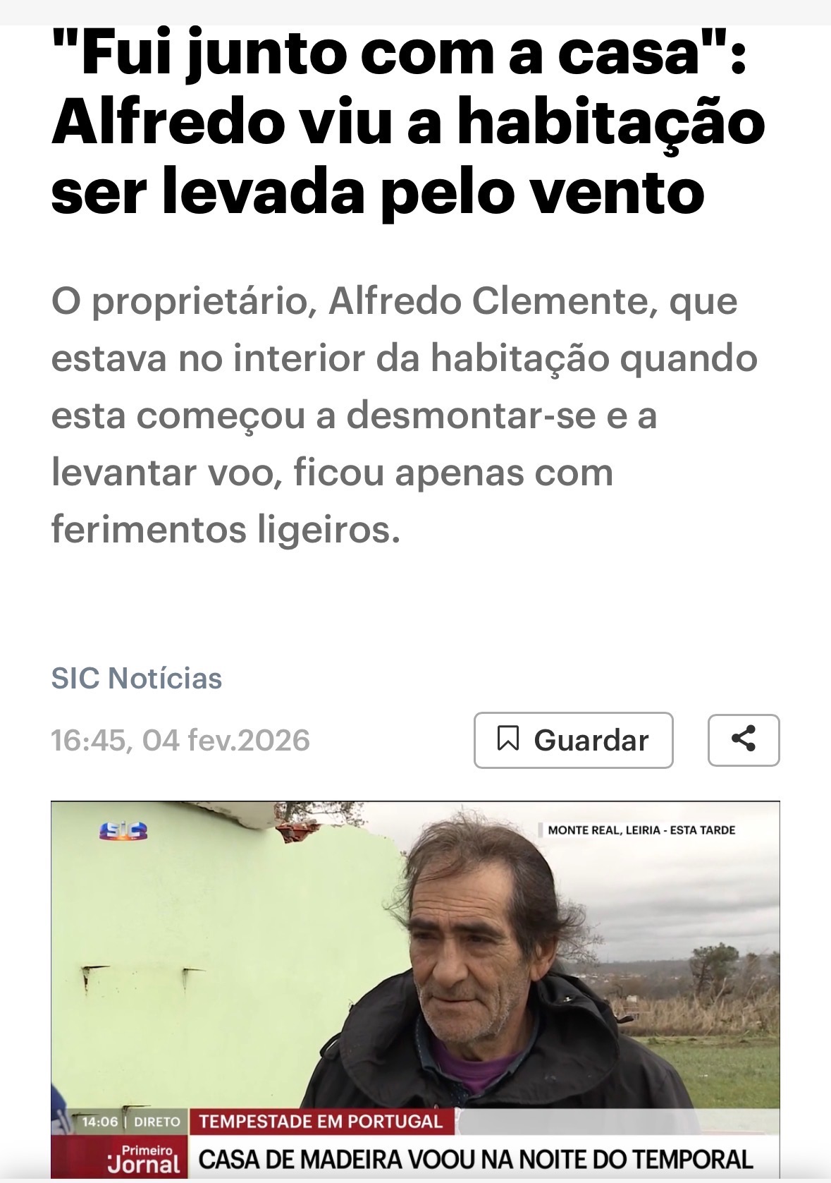Apoiar o Alfredo - reconstruir uma vida levada pelo vento campaign photo, 5 of 6