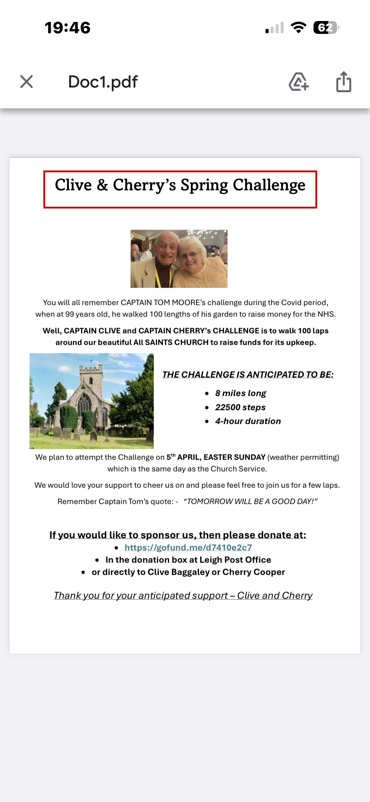 Spring Challenge Fundraiser by Clive Baggaley : Clive & Cherry’s Spring Challenge