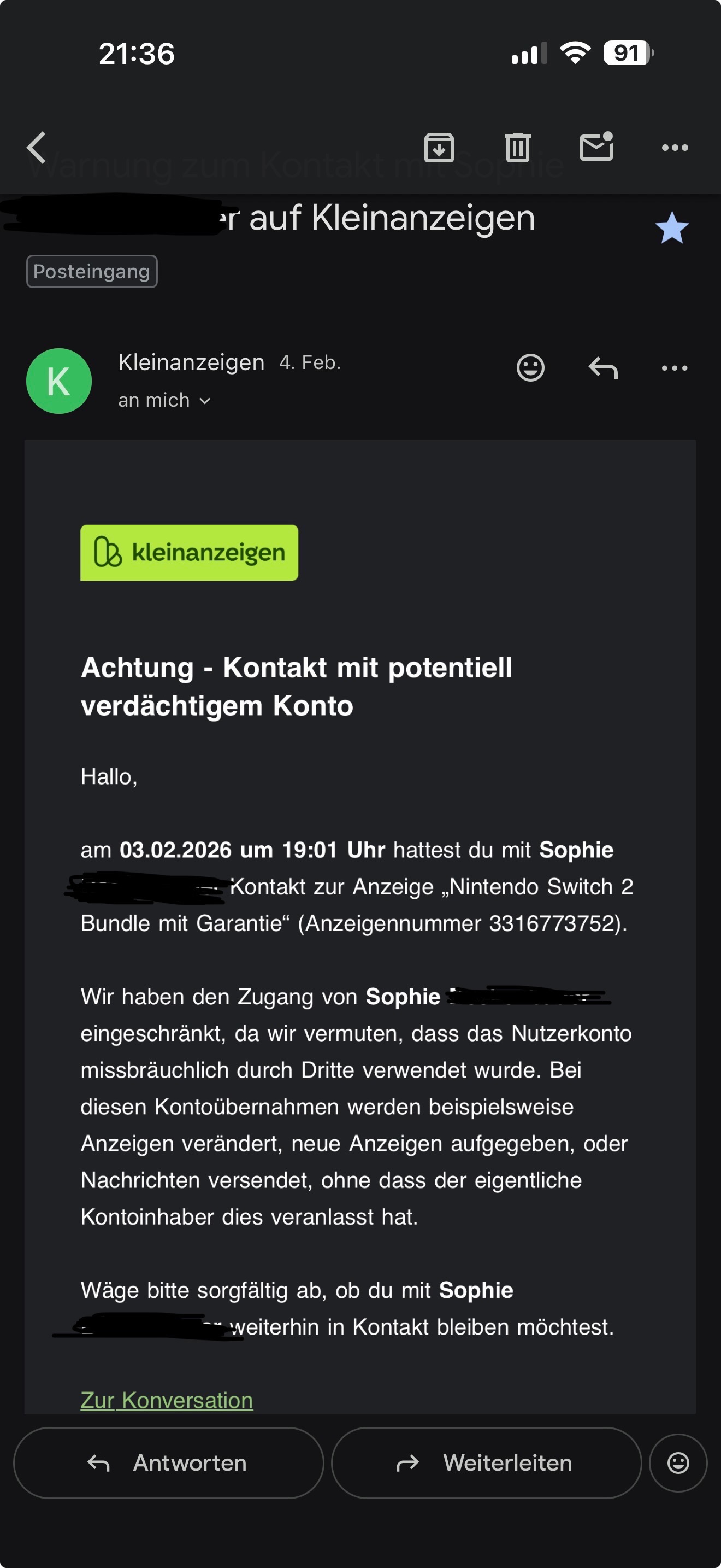 Betrogen beim Kauf meiner Nintendo Switch 2 campaign photo, 2 of 4